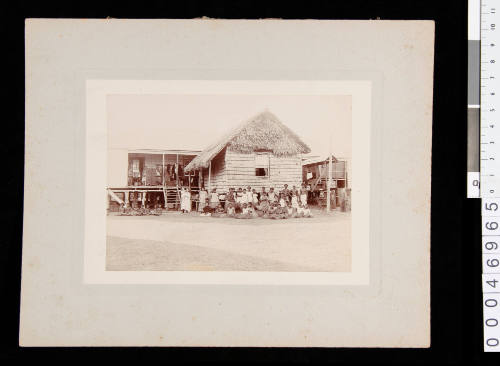 Young Shortland Islanders outside a building, possibly a school