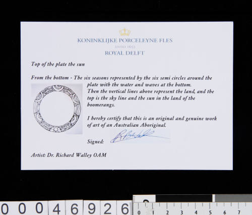 Royal Delft certificate for DUYFKEN commemorative plate