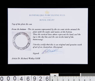Royal Delft certificate for DUYFKEN commemorative plate