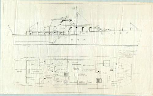 Lars Halvorsen & Sons plan of a motor yacht, 63'x 16'