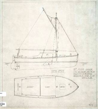 Lars Halvorsen & Sons plan of a rig and deck of 23 foot Island launch