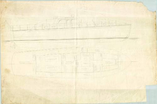 Original plan featuring two sketches of a rig and deck