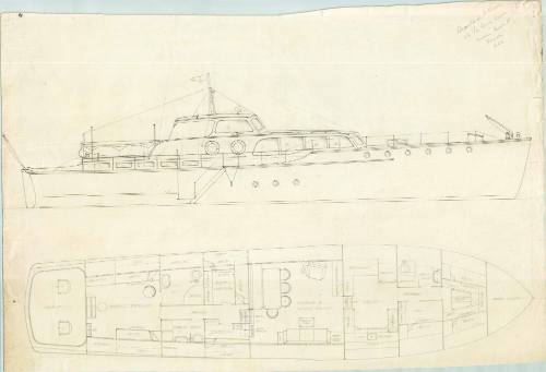 Plan featuring two sketches of a rig and deck prepared for Cleveland Putnam of Florida