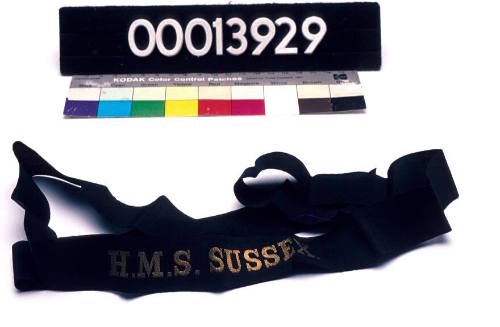 HMS SUSSEX cap tally