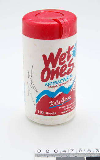 Wet Ones antibacterial moist towelettes dispenser used on LOT 41 voyage