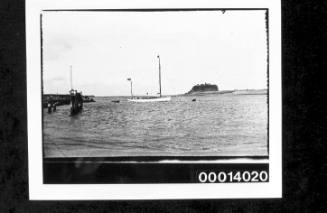 Starboard view of moored ketch, Newcastle Harbour