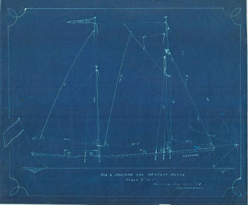 Rig and sail plan for auxiliary ketch-rigged mission boat LEPHARE