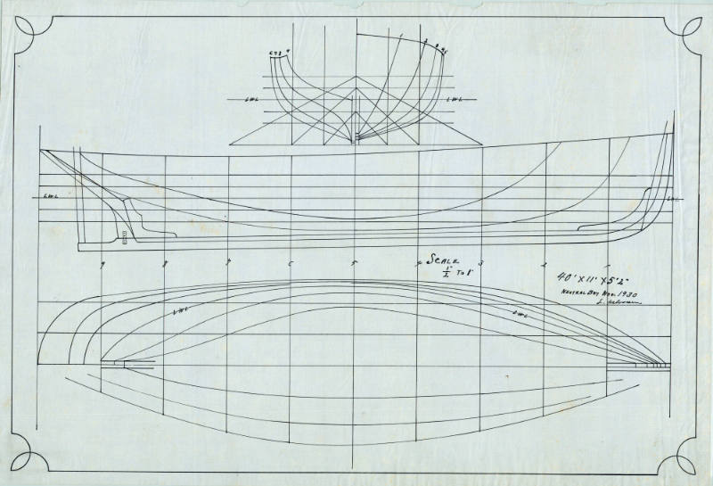 Lines plan of a 40ft motor vessel – Works – collections.sea.museum/