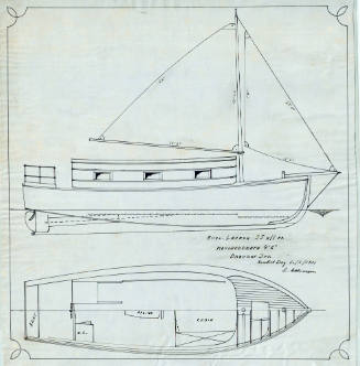 Sail and arrangement plan of a 35 ft auxiliary launch