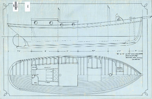 General arrangement plan of a ketch-rigged mission boat
