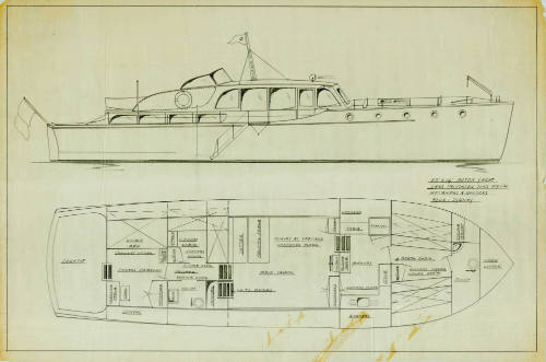 General arrangement plan of a 50 foot motor cruiser