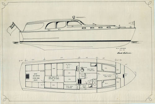 General arrangement plan of a 40 foot motor cruiser