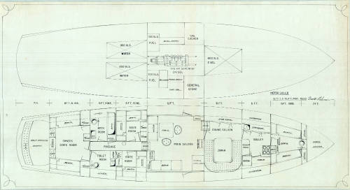 General arrangement plan of a proposed 67 foot motor sailer