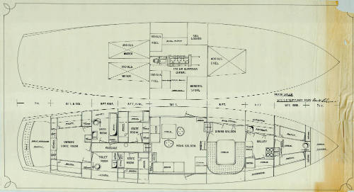 General arrangement plan of a proposed 67 foot motor sailer