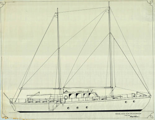 Sail and arrangement plan of a proposed 60 foot motor sailer