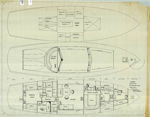 General arrangement plan of a proposed 60 foot motor sailer