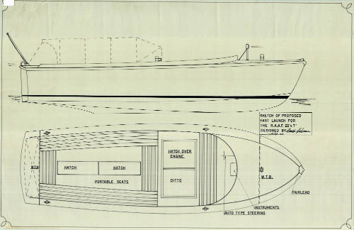 General arrangement sketch of a proposed 22 foot fast launch