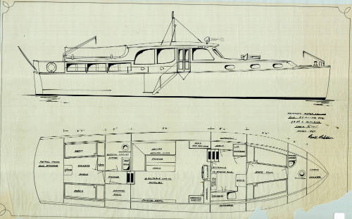 General arrangement plan of the 46 foot motor cruiser NOMENA