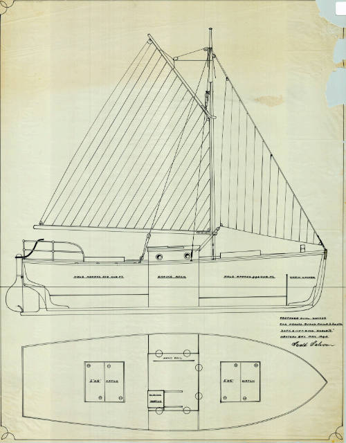 General arrangement plan of a proposed 38 foot auxiliary cutter