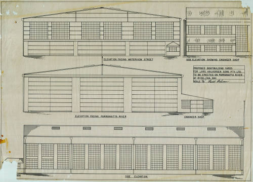 Building plan for Halvorsen boatbuilding yards at Ryde