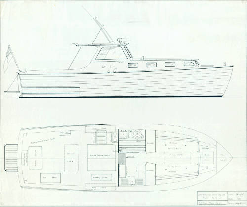 General arrangement plan for a 32 foot sea skiff