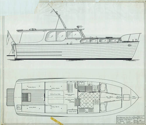 General arrangement plan of a 36 foot express cruiser