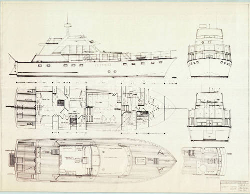 General arrangement plan of a motor yacht