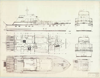 General arrangement plan of a motor yacht