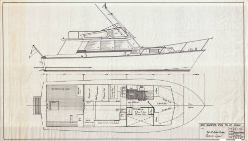 General arrangement plan of a 40 foot motor cruiser