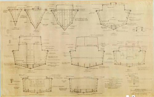 Details of bulkheads and sections of a Halvorsen 38 air-sea rescue vessel