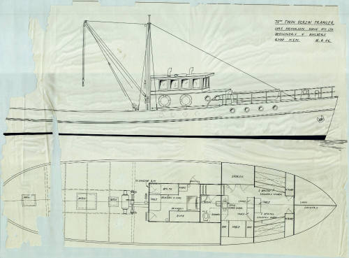 General arrangement plan of the twin screw trawler HALPHA