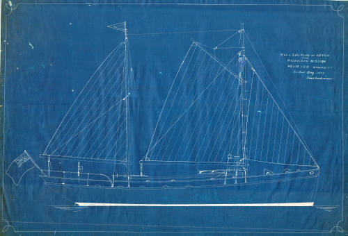 Rig and sail plan for ketch-rigged vessel PATTESON