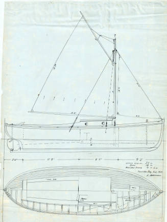 Sail and arrangement plan of a launch vessel