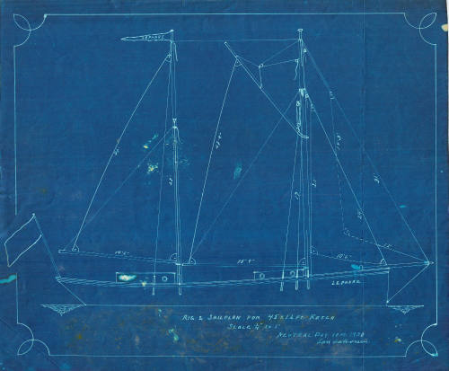 Rig and sail plan for auxiliary ketch-rigged LEPHARE