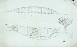 Lines plan of canoe-sterned sailing vessel