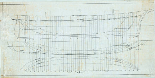 Lines plan of a motorskonnert (motor schooner)