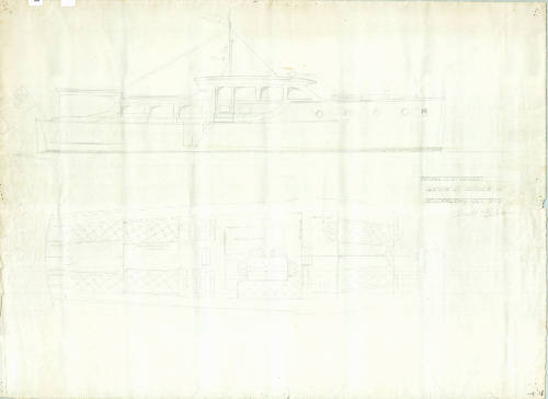 General arrangement plan of a 45 foot bridge-deck motor cruiser