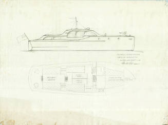 General arrangement plan of a 38 foot express bridge-deck cruiser