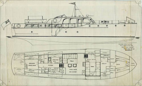 General arrangement plan of a proposed bridge-deck cruiser