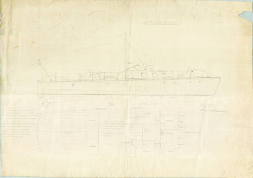 General arrangement plan of a 60 foot auxiliary vessel