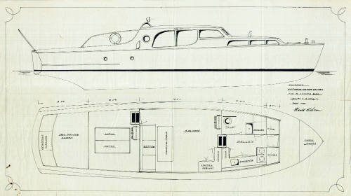 General arrangement plan of a proposed express motor cruiser