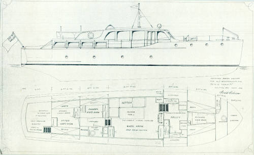 General arrangement plan of the motor cruiser HIAWATHA