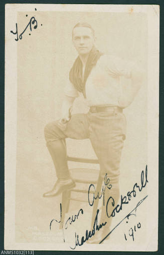 Photographic postcard of Malcolm Cockerell