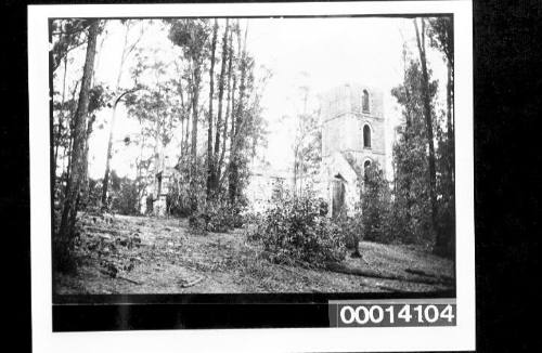 Large stone church in disrepair, NSW coast