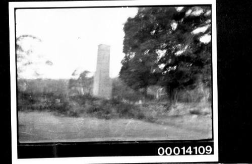 Stone tower or chimney in bushland, Boydtown NSW