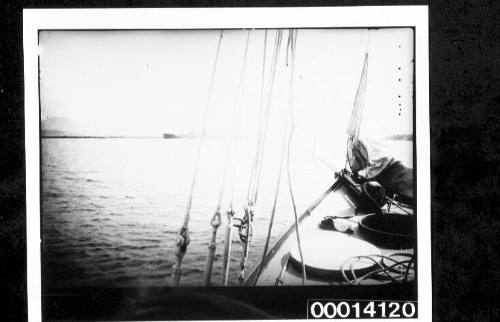 View from yacht UTIEKAH II of cargo ship