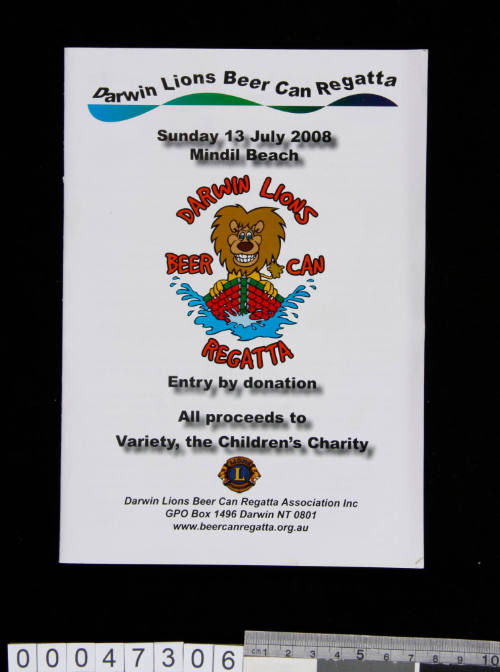 Darwin Lions Beer Can Regatta program for 13 July 2008