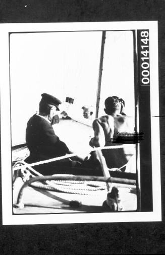 Crew on the deck of yacht UTIEKAH II
