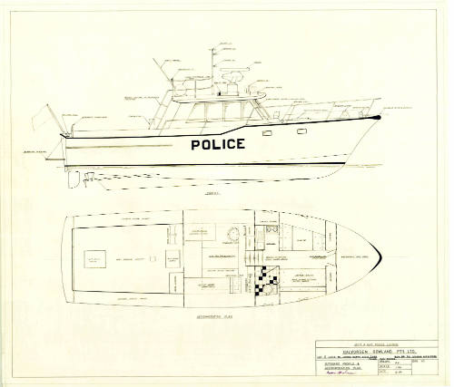 General arrangement plan of a police launch