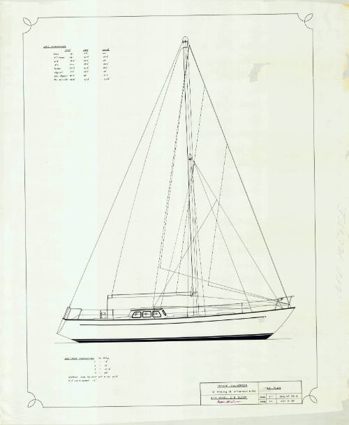 41 foot steel C B sloop sail plan